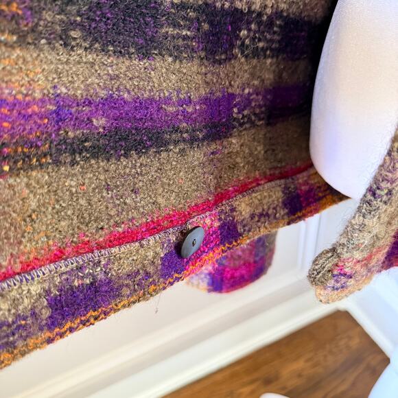 Vintage 80s Missoni Made in Italy Wool Plaid Hooded Toggle Jacket Womens XL Rare - Picture 8 of 12